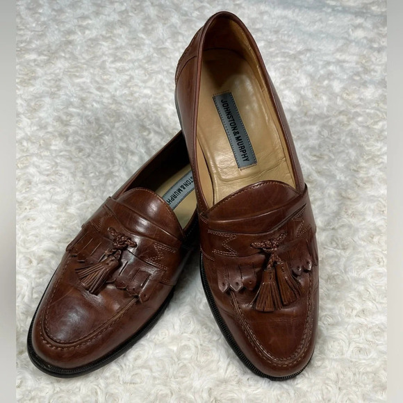 Johnston & Murphy | Brown Moc Toe Slip On Dress Kiltie Tassel Loafers - Picture 1 of 8